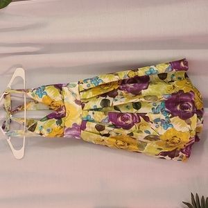 Floral halter knee length A-line midi dress